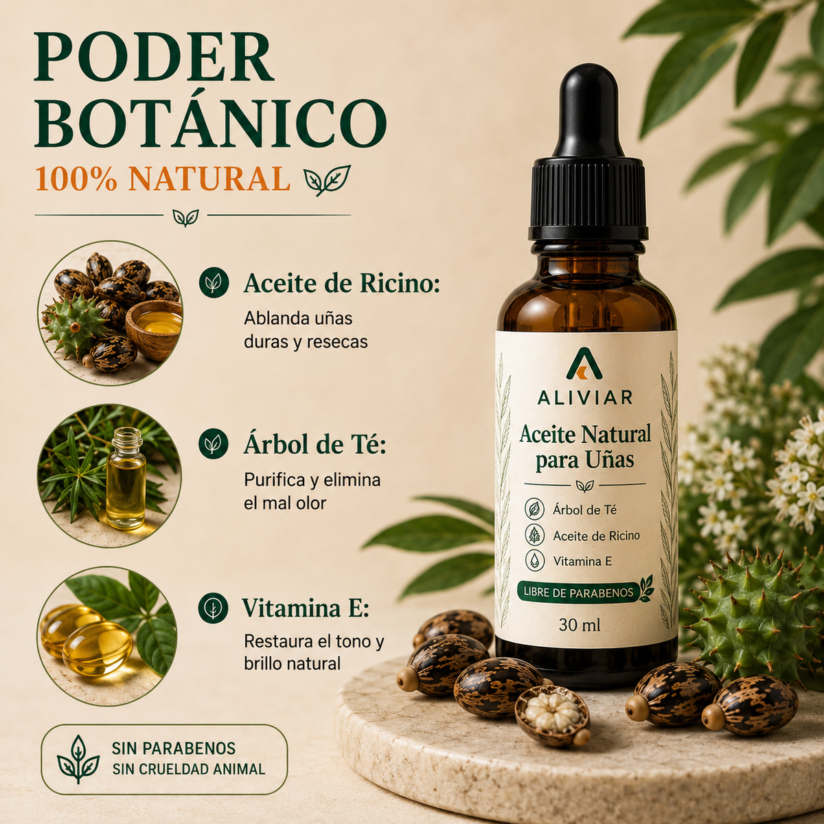 Aceite Natural para Uñas Engrosadas, Amarillas y Mal Olor -ALIVIAR
