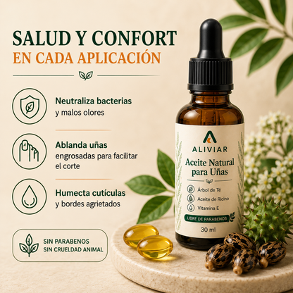 Aceite Natural para Uñas Engrosadas, Amarillas y Mal Olor -ALIVIAR