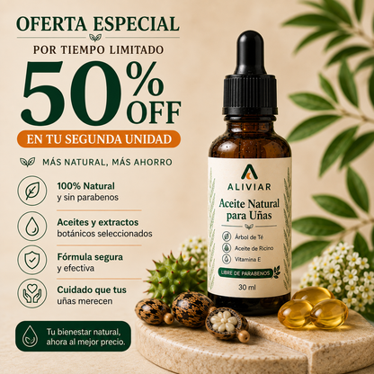 Aceite Natural para Uñas Engrosadas, Amarillas y Mal Olor -ALIVIAR